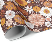 Groovy Retro Flower Garden Pattern Cadeaupapier (Rol Hoek)