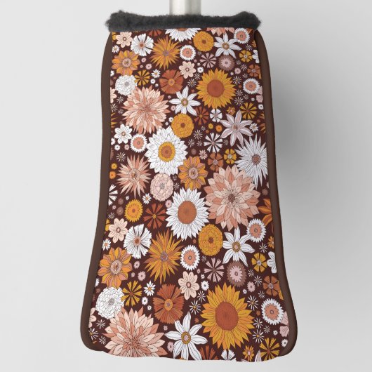 Groovy Retro Flower Garden Pattern Golfheadcover (Draai 90)