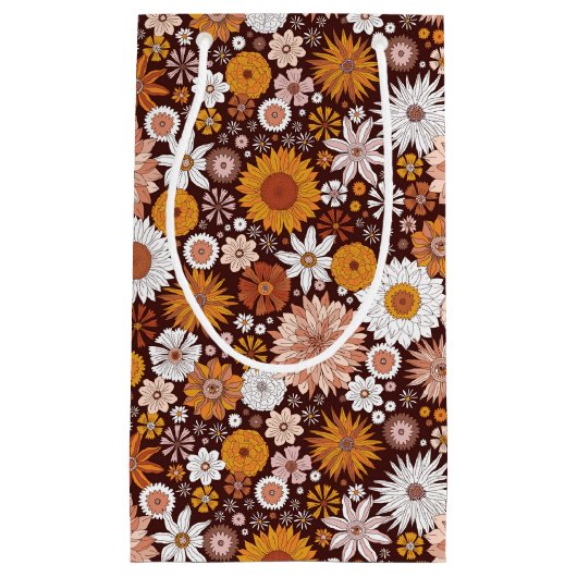 Groovy Retro Flower Garden Pattern Klein Cadeauzakje (Voorkant)