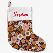 Groovy Retro Flower Garden Pattern Kleine Kerstsok (Voorkant)