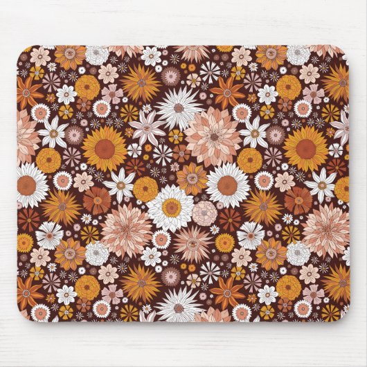 Groovy Retro Flower Garden Pattern Muismat (Voorkant)