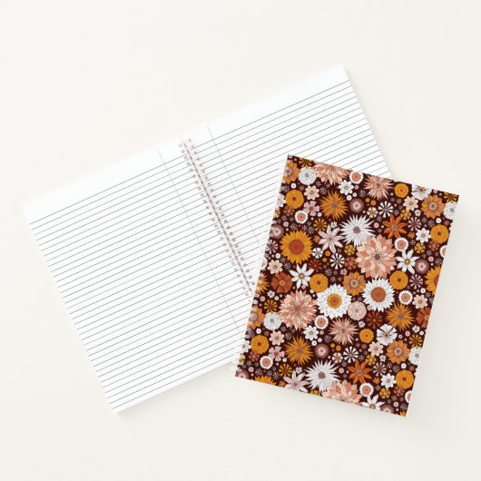 Groovy Retro Flower Garden Pattern Notitieboek (Binnen)