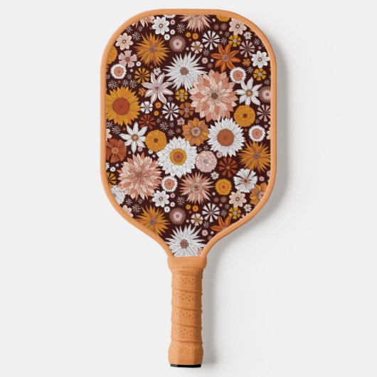 Groovy Retro Flower Garden Pattern Pickleball Paddle (Achterkant)