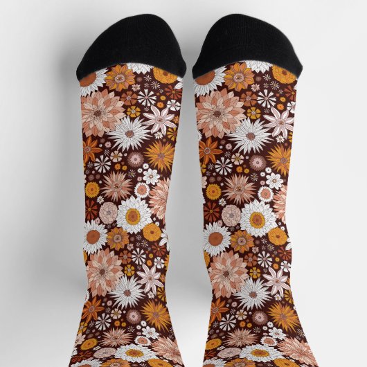 Groovy Retro Flower Garden Pattern Sokken (Top)