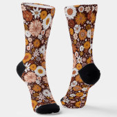 Groovy Retro Flower Garden Pattern Sokken (Gebogen)