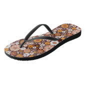 Groovy Retro Flower Garden Pattern Teenslippers (Schuin)