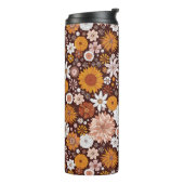 Groovy Retro Flower Garden Pattern Thermosbeker (Gedraaid links)