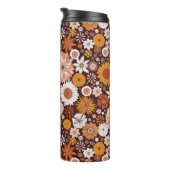 Groovy Retro Flower Garden Pattern Thermosbeker (Geroteerd rechts)