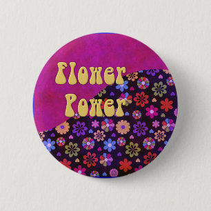 Groovy Retro Flower Power 60s 70s Ronde Button 5,7 Cm