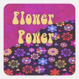 Groovy Retro Flower Power 60s 70s Vierkante Sticker
