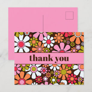 Groovy Retro Flower Power Dank je wel Briefkaart