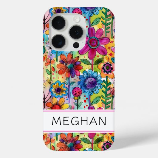 Groovy Retro Flower Power Persoonlijk Case-Mate iPhone Case (Achterkant)