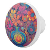 Groovy Retro Flower Vase Keramische Knop (Rechts)