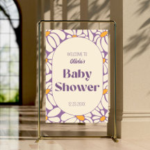 Groovy Retro Flowers Baby shower Welkom