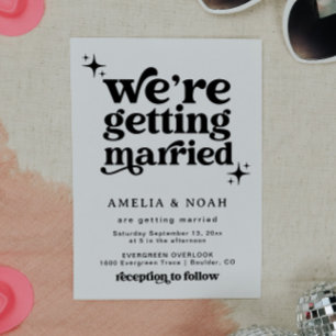 Groovy Retro Font bruiloft uitnodiging