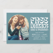Groovy Retro Foto Bruiloft Save the Date (Voorkant)