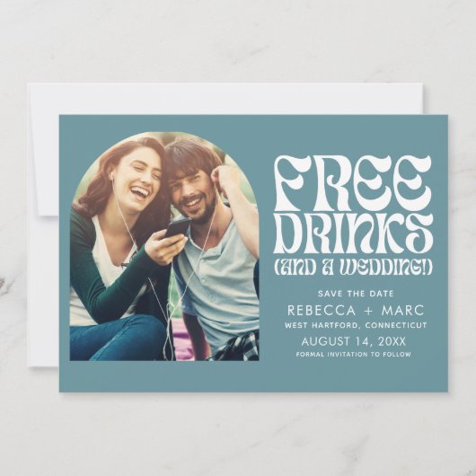 Groovy Retro Foto Bruiloft Save the Date (Voorkant)