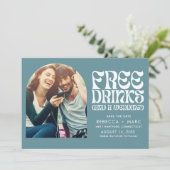 Groovy Retro Foto Bruiloft Save the Date (Staand voorkant)
