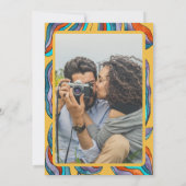 Groovy Retro Geel Foto Huwelijk repetitie diner Kaart (Achterkant)