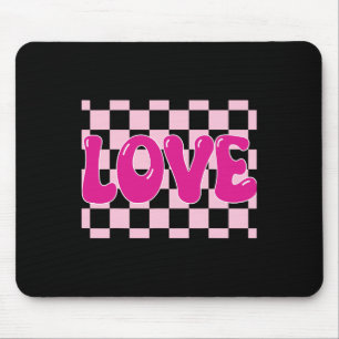Groovy Retro Geruit Hart Liefde Retro Liefde Valen Muismat