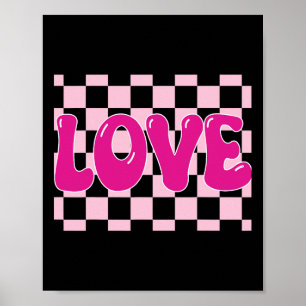 Groovy Retro Geruite Hart Liefde Retro Liefde Vale Poster