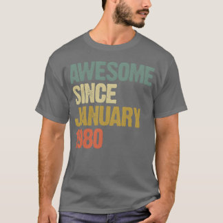 Groovy Retro Geweldig sinds januari 1980 vriend T-shirt