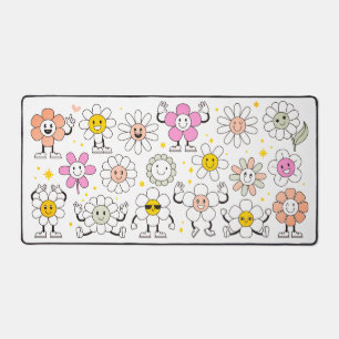 Groovy Retro Girly Happy Flower Cartoon Bureaumat