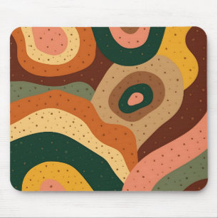 Groovy retro golven en stippen met levendige kleur muismat