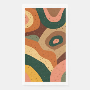 Groovy retro golven en stippen met levendige kleur servet