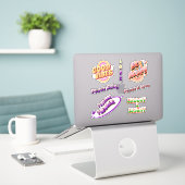Groovy, Retro Good Vibes Sticker Pack (Laptop op bureau)