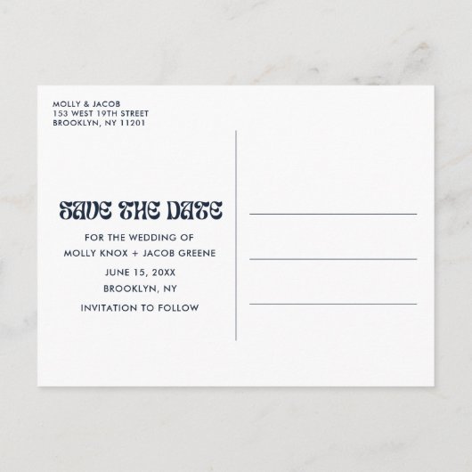 Groovy Retro Gratis Drinken Bruiloft Save the Date Aankondigingskaart (Achterkant)