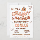 Groovy Retro Halloween Verjaardagsfeest, elke leef Kaart (Voorkant)