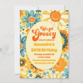 Groovy Retro Hippie Bloemengeel Sinaasappel Verjaa Kaart (Voorkant)