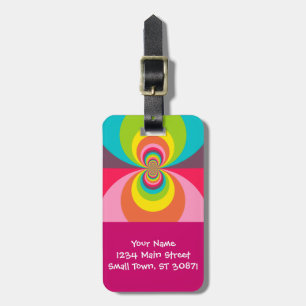 Groovy Retro Hippie Rainbow Kaleidoscope Bagagelabel
