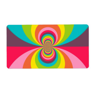 Groovy Retro Hippie Rainbow Kaleidoscope Etiket