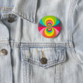 Groovy Retro Hippie  Rainbow Kaleidoscope Ronde Button 5,7 Cm (In situ)