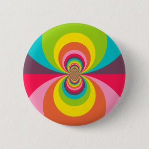Groovy Retro Hippie Rainbow Kaleidoscope Ronde Button 5,7 Cm
