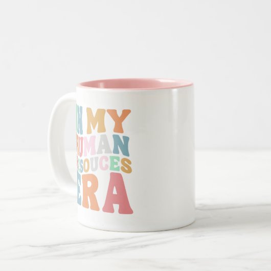 Groovy Retro Human Resources Era Professioneel Cad Tweekleurige Koffiemok (Voorkant links)