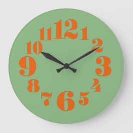 Groovy /Retro jaren 1970 Sinaasappel en Groen Grote Klok