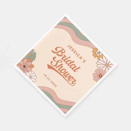 Groovy Retro Jaren '70 Bloem Bruidsfeest Servet (Hoek)