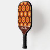 Groovy retro jaren 70 hippie sinaasappel bloem gep pickleball paddle (Links)