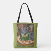 Groovy Retro Kat Folk Art Draagtas (Achterkant)