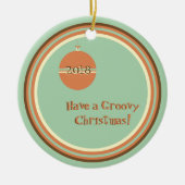 Groovy Retro Kerst met Ornament en Datum (Voorkant)