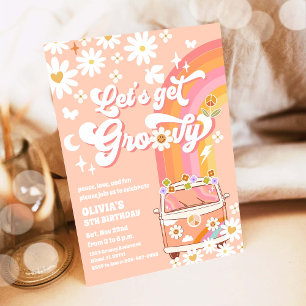 Groovy Retro Kinderen Verjaardagsuitnodiging Kaart