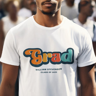 Groovy retro kleurrijke Afstuderen typografie T-shirt