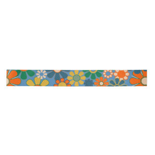 Groovy Retro Kleurrijke jaren 60 70 Bloemenpatroon Lint