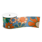 Groovy Retro Kleurrijke jaren 60 70 Bloemenpatroon Lint (Spoel)
