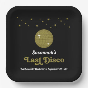 Groovy Retro Laatste Disco Bruid Hen Party Papieren Bordje