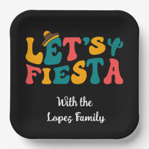 Groovy Retro Laten we feestvieren Papieren Bordje