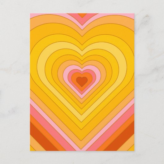 Groovy Retro Layered Heart Briefkaart (Voorkant)